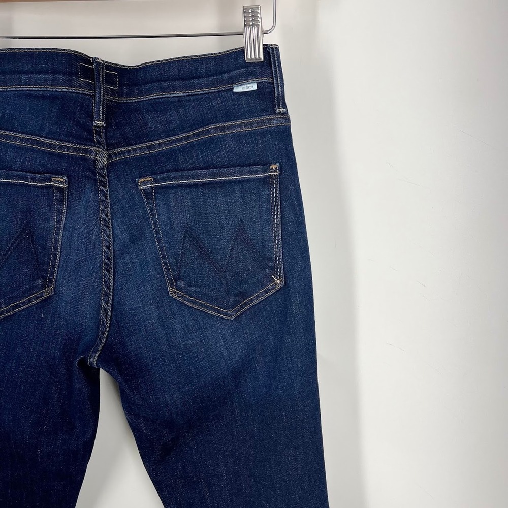 Mother Lil Insider Crop Step Fray Jeans Off Limits Dark Wash Size 27 High Rise - Picture 6 of 15